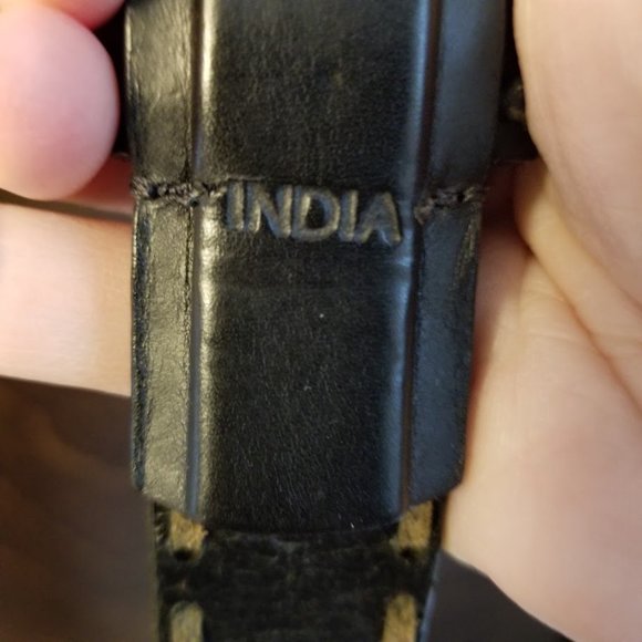 Stone Mountain Black Italian Leather Eurometal Silver Engraved Buckle, Size 36 - Picture 5 of 15